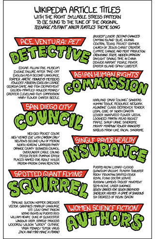 Illustration for article titled XKCD Reveals Which Wikipedia Titles You Can Sing To The TMNT Theme Song